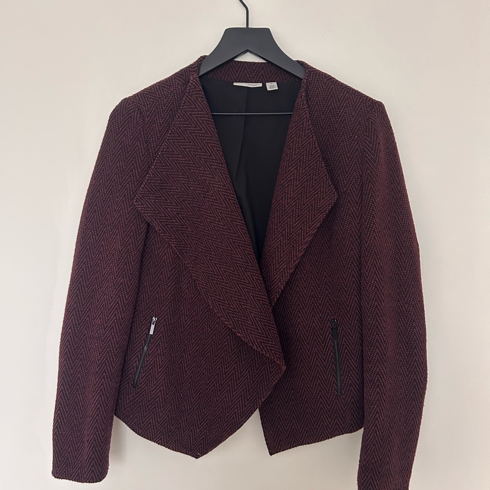 Halogen Maroon Herringbone Blazer
